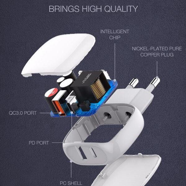 LDNIO A2313C ΦΟΡΤΙΣΤΗΣ QC3.0 + PD 18W ΜΕ ΚΑΛΩΔΙΟ LIGHTNING 1M