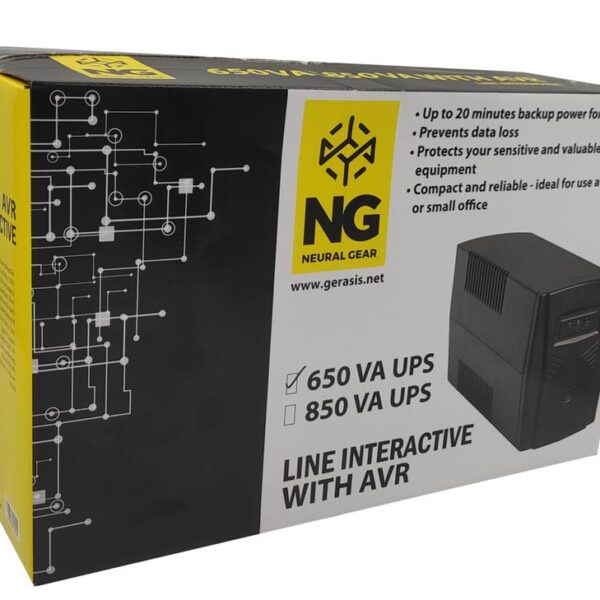 16459 NG UPS 650VA/390W ΜΕ AVR, LINE INTERACTIVE, 2 SCHUKO, 1x 12v7A USB ΘΥΡΑ & RJ11-RJ45