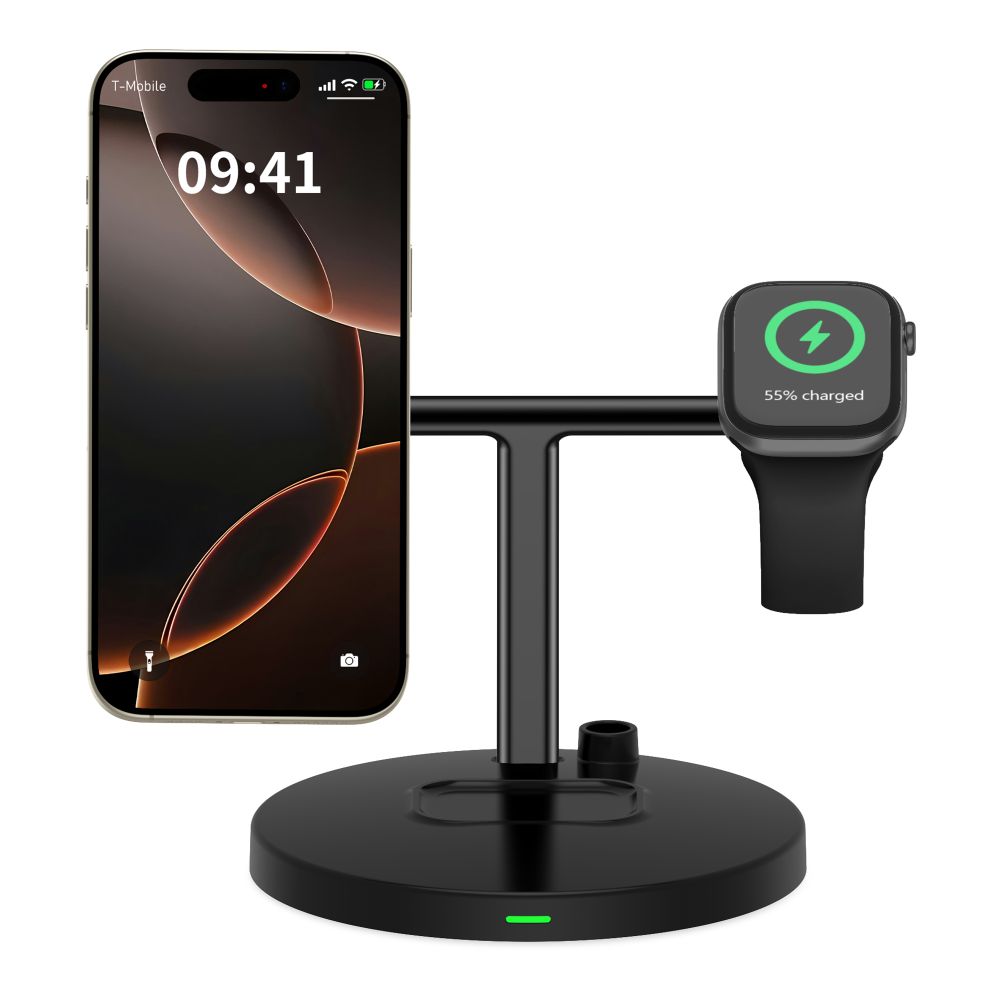 CREATOR: gd-jpeg v1.0 (using IJG JPEG v62), quality = 80 Tech-Protect QI15W-A35 3-in-1 Inductive Charger with MagSafe for Phone / AirPods / Apple Watch - Blackeng