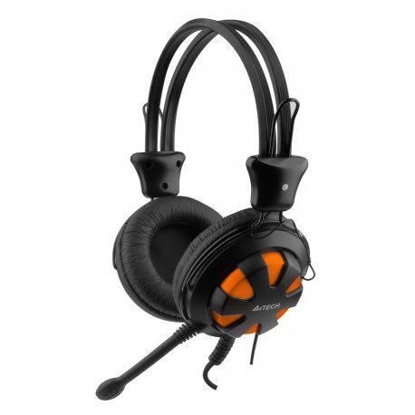 17254 ΑΚΟΥΣΤΙΚΑ HEADSET A4Tech HS-28-3 ΕΝΣΥΡΜΑΤΑ, ΜΑΥΡΟ-ΠΟΡΤΟΚΑΛΙ