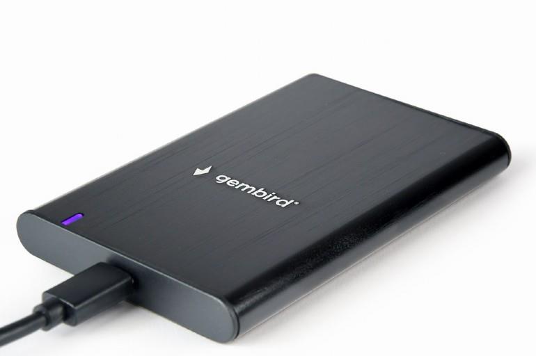 GEMBIRD U3S6 ΘΗΚΗ ΓΙΑ HDD 2.5" USB 3.0 TYPE C, ΑΛΟΥΜΙΝΙΟ, ΜΑΥΡH