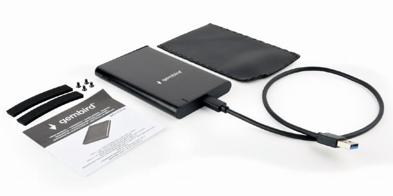 GEMBIRD U3S6 ΘΗΚΗ ΓΙΑ HDD 2.5" USB 3.0 TYPE C, ΑΛΟΥΜΙΝΙΟ, ΜΑΥΡH