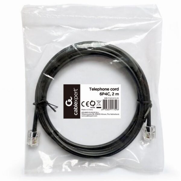 CABLEXPERT ΤΗΛΕΦΩΝΙΚΟ ΚΑΛΩΔΙΟ ΜΑΥΡΟ 2m