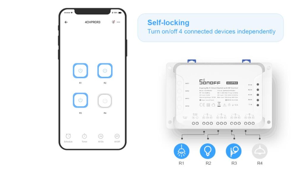 SONOFF 4CHR3 - 4-GANG WIFI SMART SWITCH