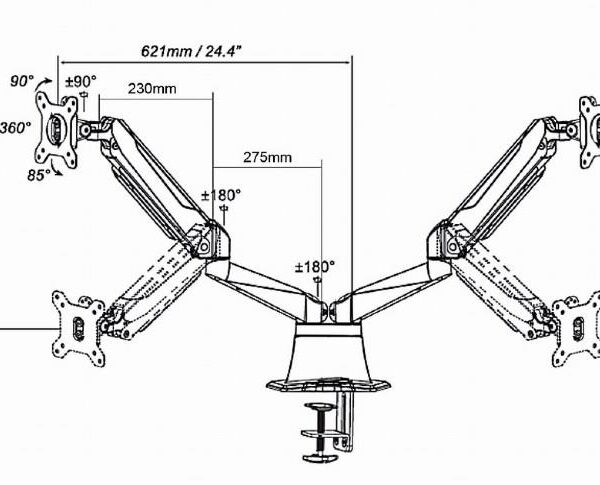 GEMBIRD MA-DA2-01 ΒΑΣΗ ΓΡΑΦΕΙΟΥ ΓΙΑ 2 ΟΘΟΝΕΣ