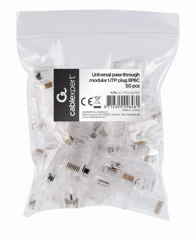 ΑΚΡΟΔΕΚΤΗΣ CABLEXPERT LC-PTU-01/50 RJ45 LAN, UTP CAT5E PASS THROUGH, ΣΑΚΟΥΛΑΚΙ 50 ΤΕΜΑΧΙΩΝ