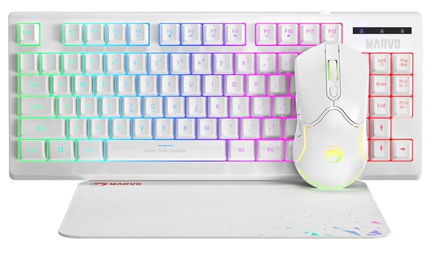 MARVO CM310 GAMING SET, ΠΛΗΚΤΡΟΛΟΓΙΟ+ΠΟΝΤΙΚΙ+MOUSEPAD, ΛΕΥΚΟ