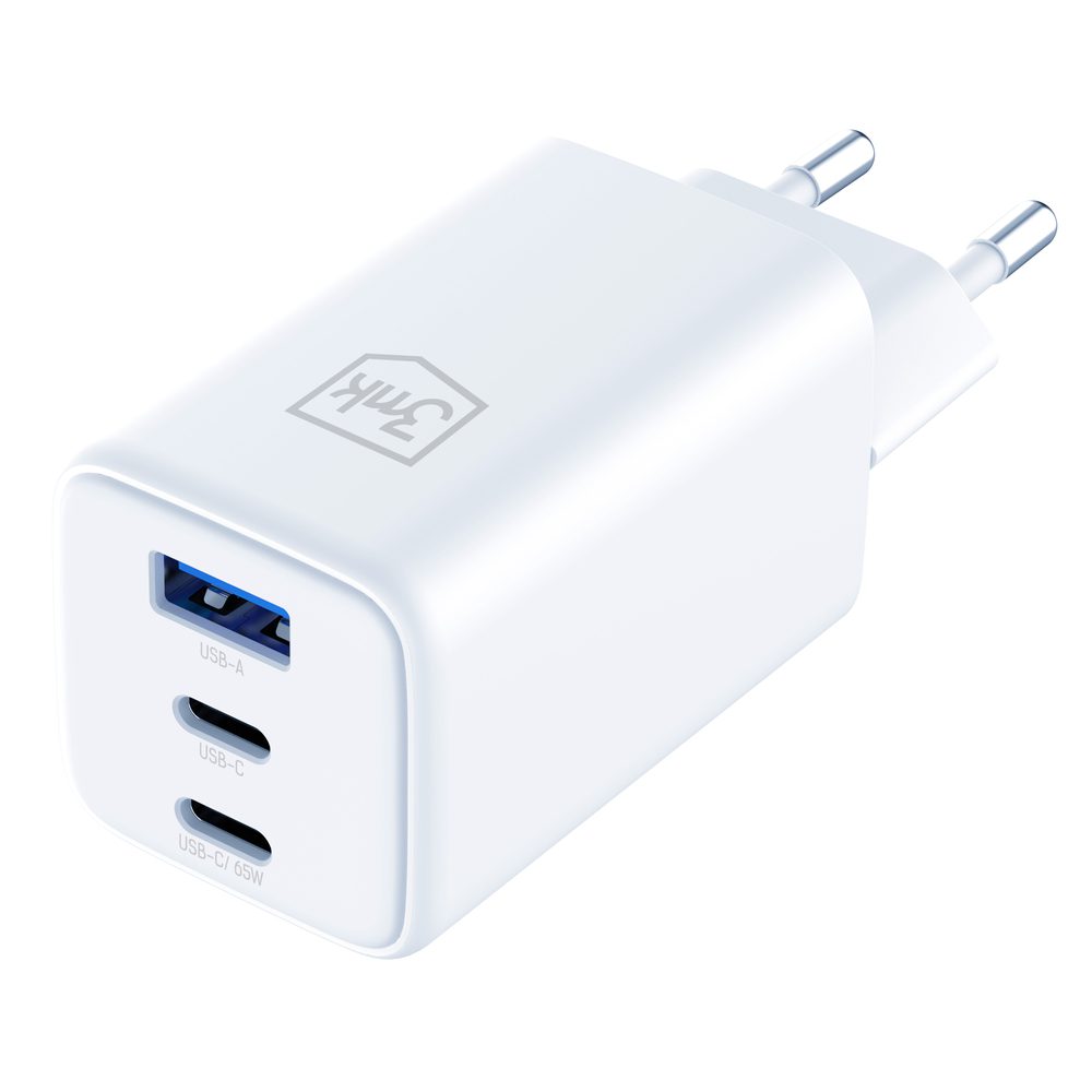 198008_2 USB-C USB-A 3mk Hyper GaN PD Charger 65W™ - Whiteeng