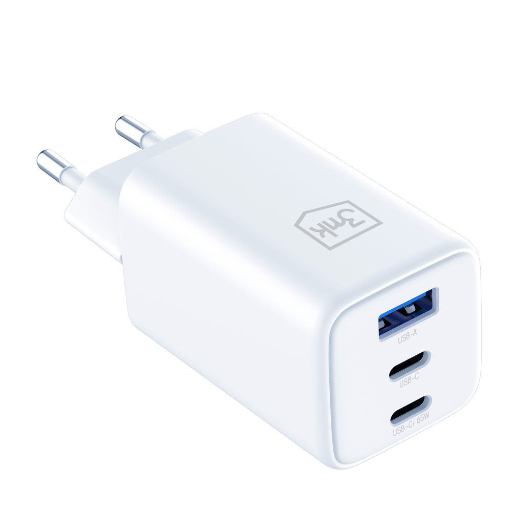 198008_7 USB-C USB-A 3mk Hyper GaN PD Charger 65W™ - Whiteeng