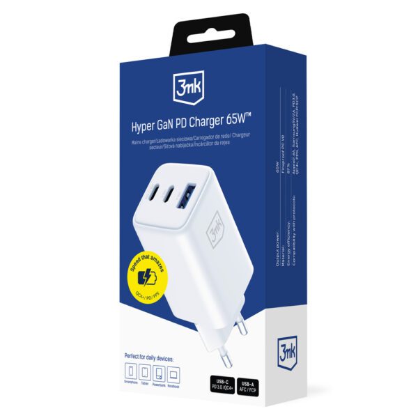 198008_8 USB-C USB-A 3mk Hyper GaN PD Charger 65W™ - Whiteeng