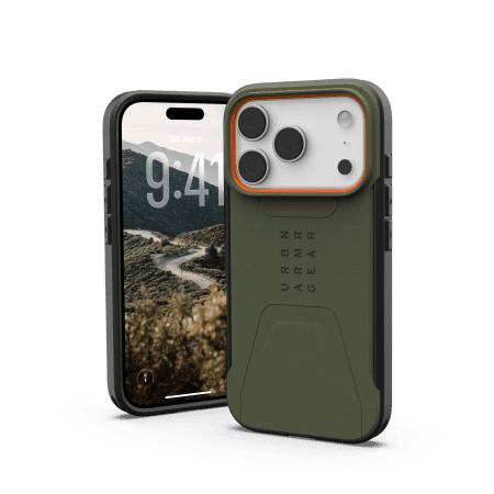 UAG Civilian MagSafe case for iPhone 17 Pro - olive and orangeeng