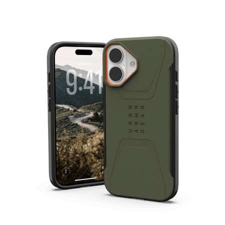 UAG Civilian MagSafe case for iPhone 17 - olive and orangeeng