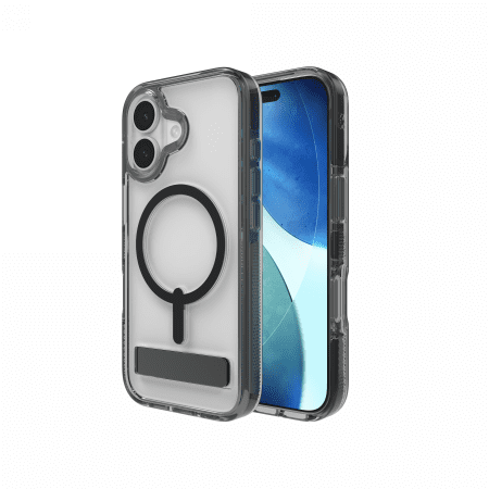 ZAGG Santa Cruz Snap KS MagSafe Case with Stand for iPhone 17 - Clear and Blackeng