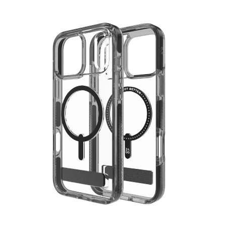 ZAGG Santa Cruz Snap KS MagSafe Case with Stand for iPhone 17 Pro Max - Clear and Blackeng