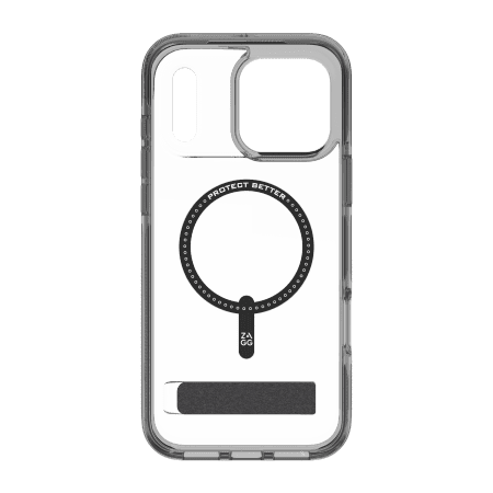 ZAGG Santa Cruz Snap KS MagSafe Case with Stand for iPhone 17 Pro Max - Clear and Blackeng