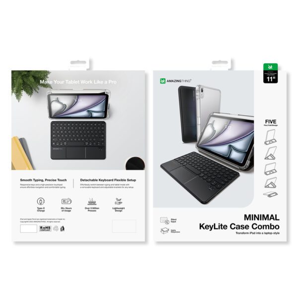 AmazingThing Minimal Case Keylite Combo Keyboard Case for iPad Air M3 13" - Blackeng