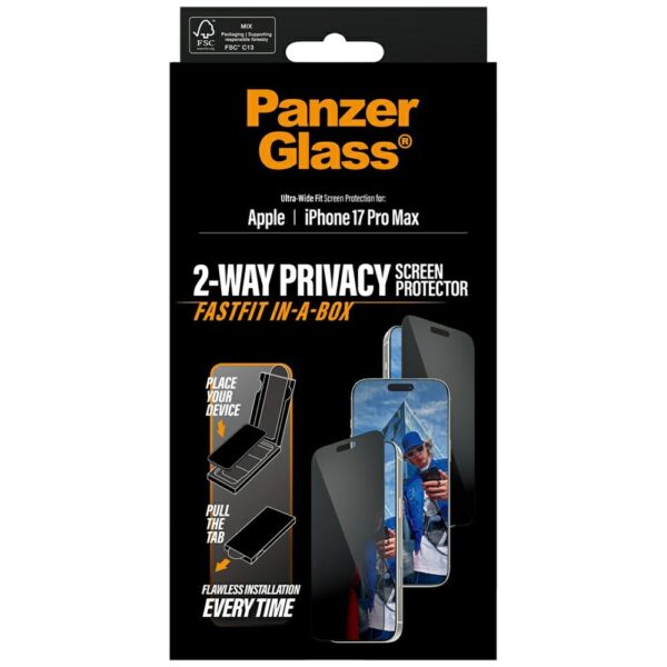 201430_6 Szkło prywatyzujące PanzerGlass Ultra-Wide Fit Fastfit do iPhone 17 Pro Maxpol