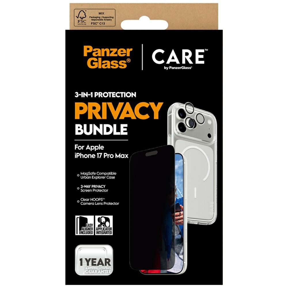 201454_6 Zestaw ochronny CARE by PanzerGlass Flagship Privacy 3w1 Etui+Szkło Prywatyzujące+Lens do iPhone 17 Pro Maxpol
