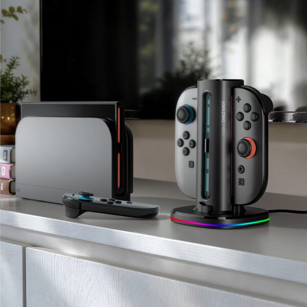 AmazingThing Thunder Pro PlayDock Charger for Nintendo Switch 2 Controllers - Blackeng