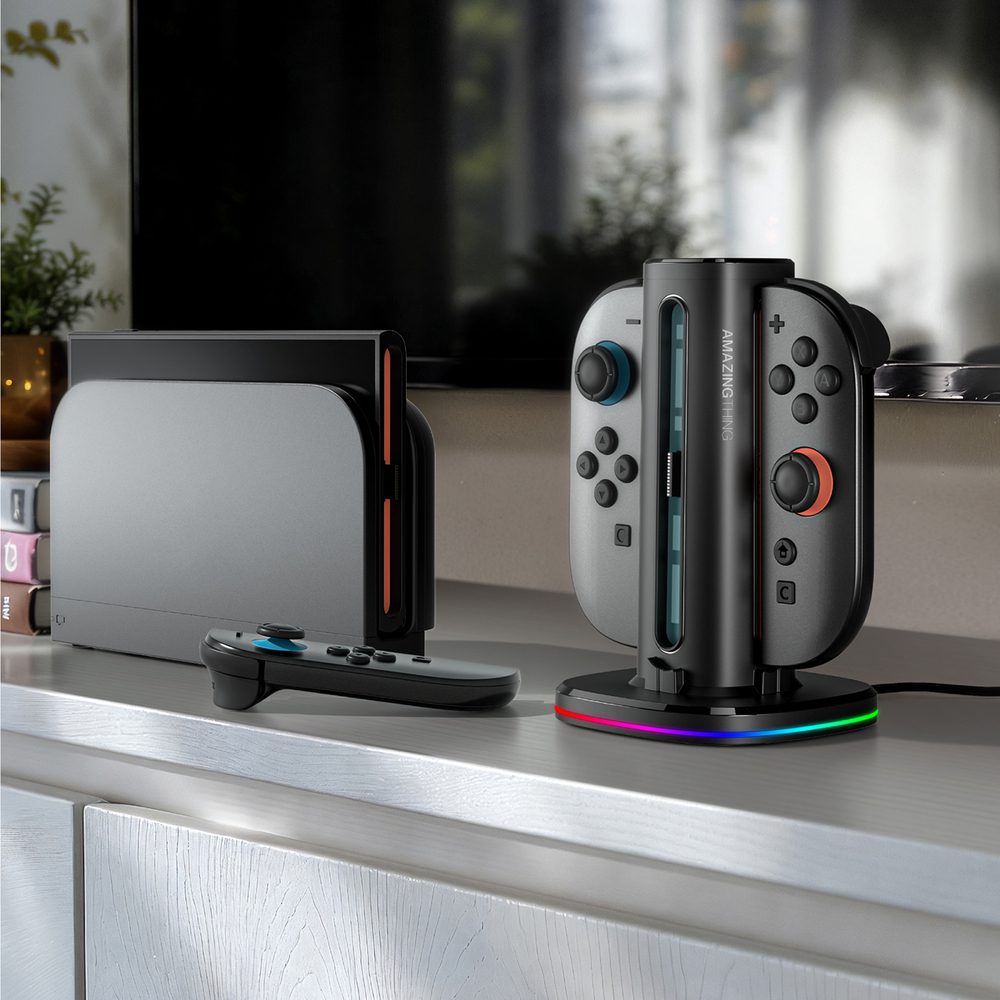 AmazingThing Thunder Pro PlayDock Charger for Nintendo Switch 2 Controllers - Blackeng