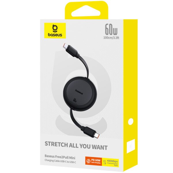 Baseus Free2Pull 60W USB-C Retractable Cable - USB-C 1m - Blackeng