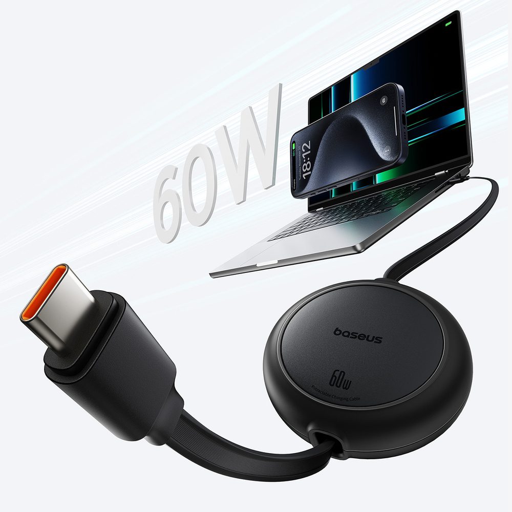 Baseus Free2Pull 60W USB-C Retractable Cable - USB-C 1m - Blackeng