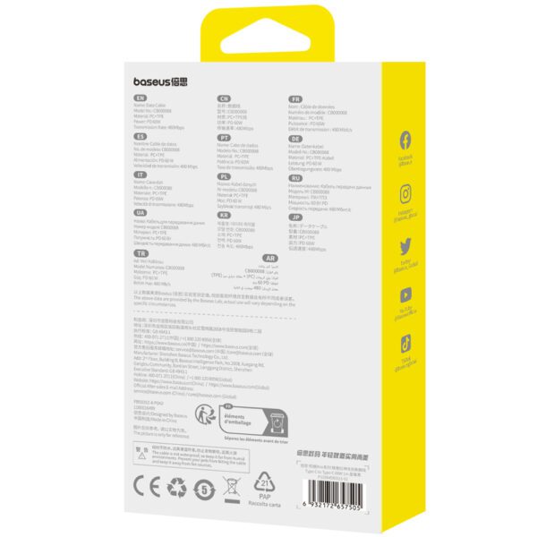 Baseus Free2Pull 60W USB-C Retractable Cable - USB-C 1m - Blackeng