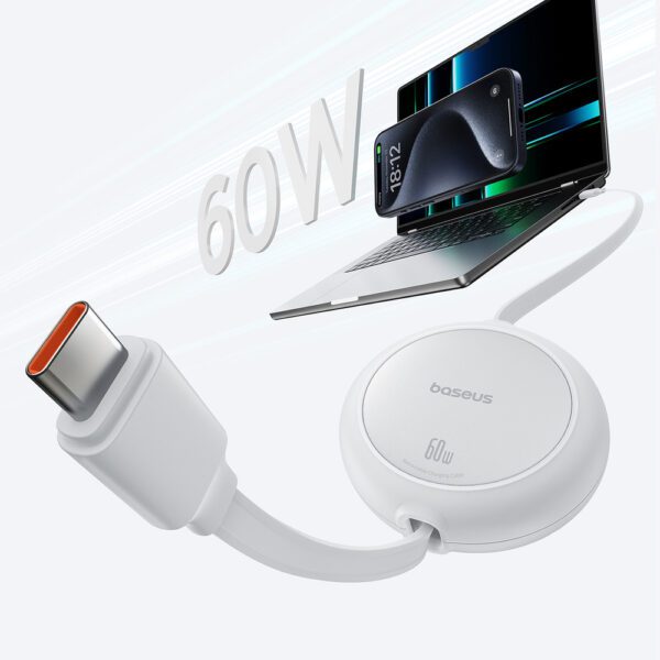 Baseus Free2Pull 60W USB-C Retractable Cable - USB-C 1m - Whiteeng