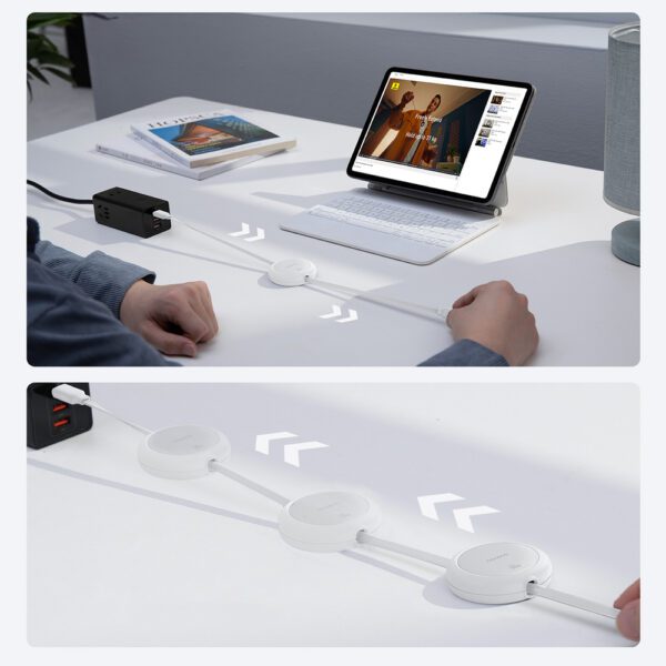 Baseus Free2Pull 60W USB-C Retractable Cable - USB-C 1m - Whiteeng