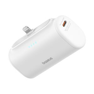 Baseus Compact 5000mAh 20W Powerbank with Lightning Connector and USB-C Socket - Whiteeng