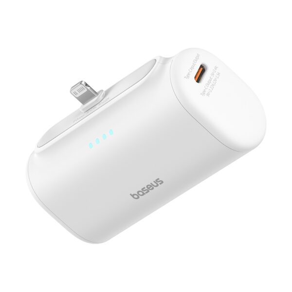 Baseus Compact 5000mAh 20W Powerbank with Lightning Connector and USB-C Socket - Whiteeng