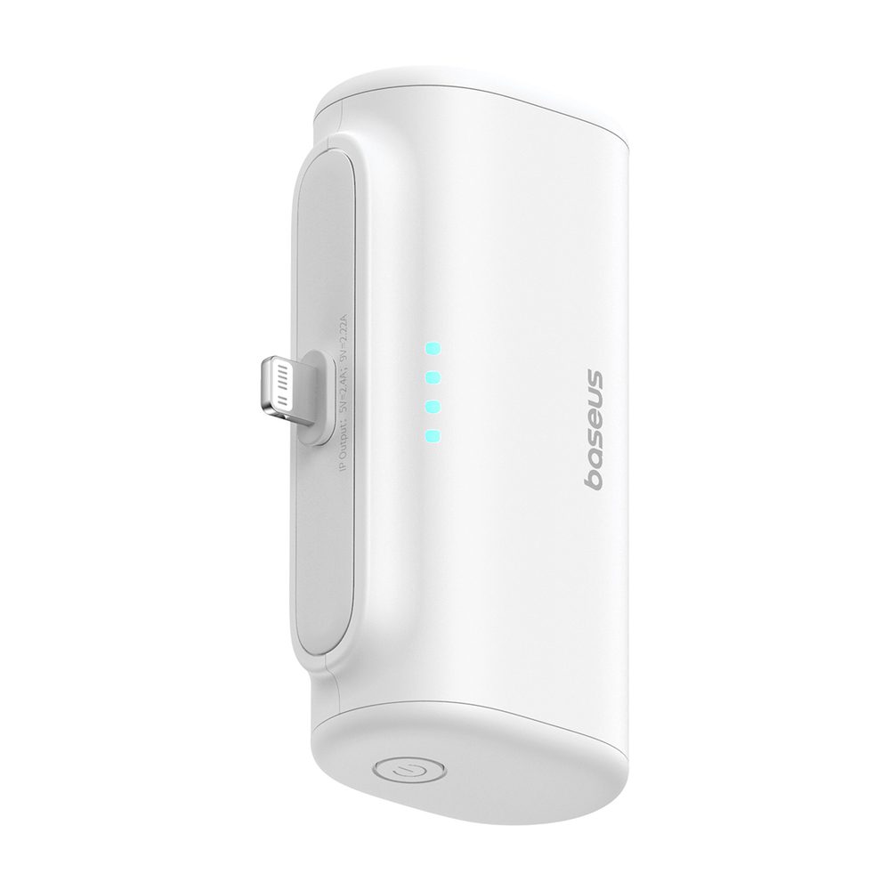 Baseus Compact 5000mAh 20W Powerbank with Lightning Connector and USB-C Socket - Whiteeng