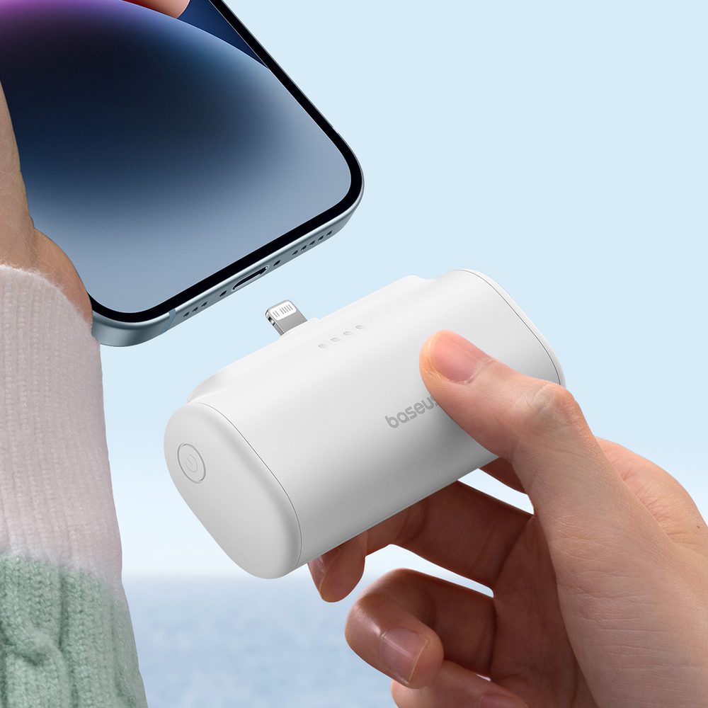 Baseus Compact 5000mAh 20W Powerbank with Lightning Connector and USB-C Socket - Whiteeng
