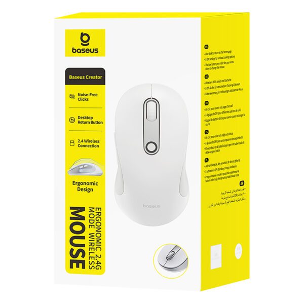 Baseus F02 Ergonomic Wireless Mouse USB 2.4GHz - Whiteeng