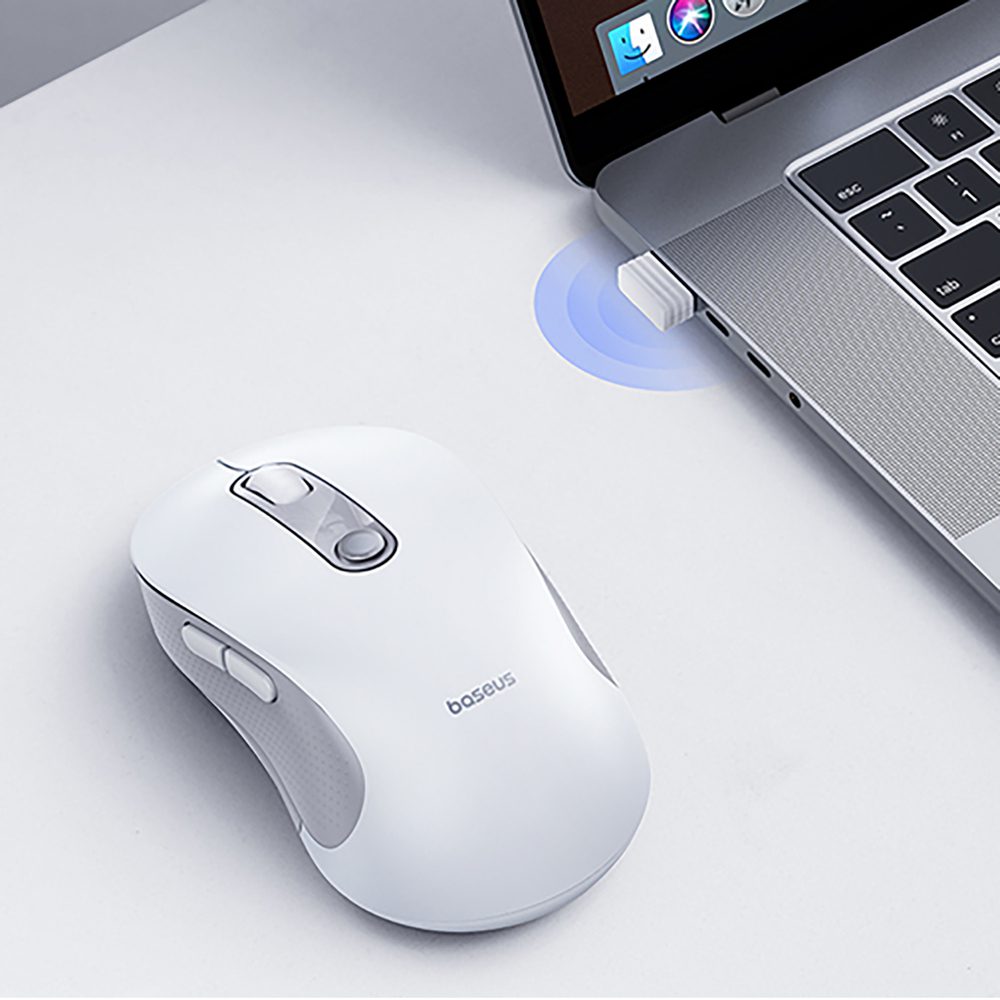 Baseus F02 Ergonomic Wireless Mouse USB 2.4GHz - Whiteeng