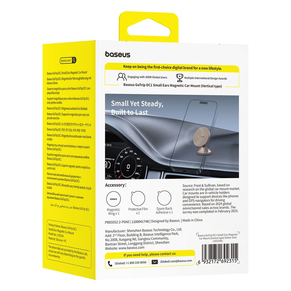 Baseus GoTrip DC1 Magnetic Holder Compatible with MagSafe for Windshield/Dashboard - Goldeng
