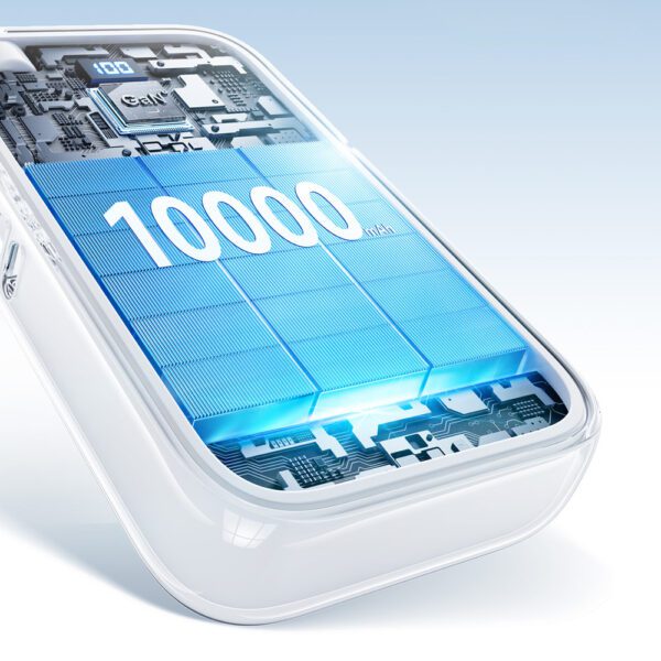 Joyroom JR-PR2L 10000mAh 35W Power Bank with Built-in Retractable USB-C Cable and Lightning Lanyard Cable - Whiteeng