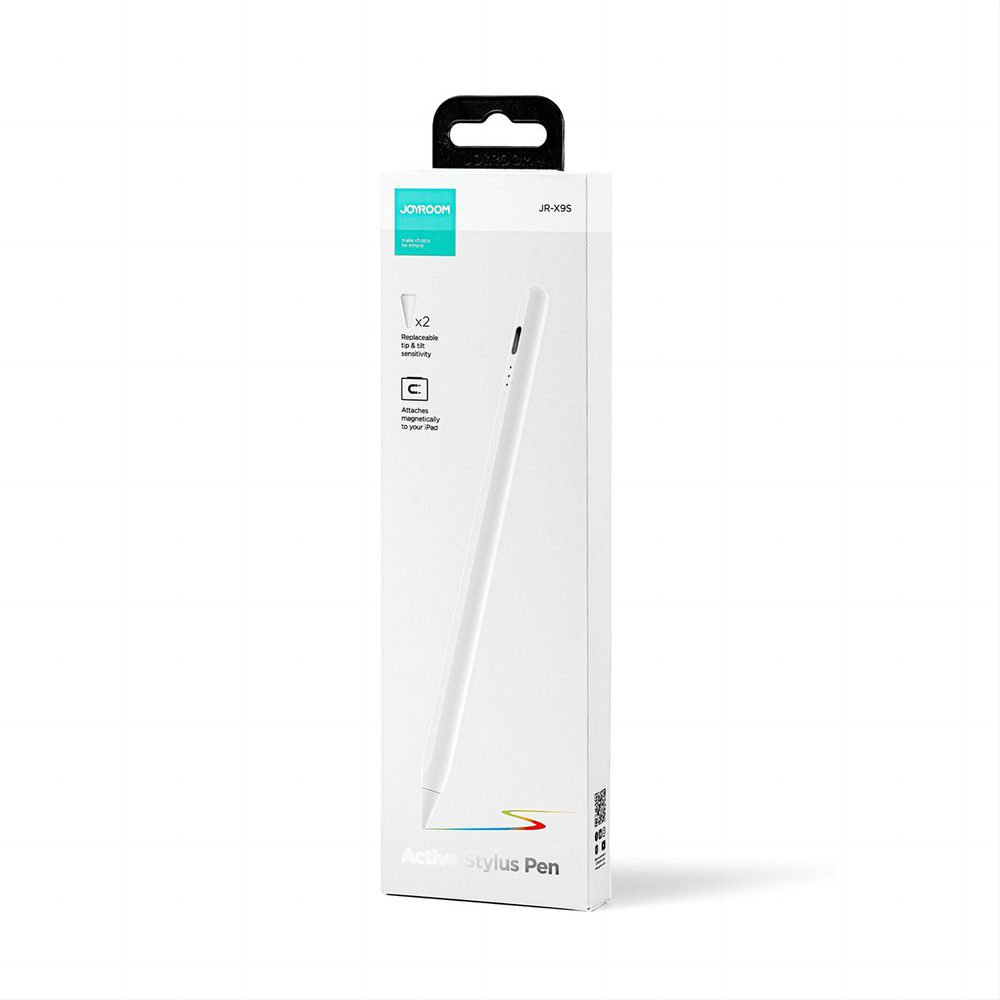 Joyroom JR-X9S stylus active pen with 2 replaceable tips - whiteeng