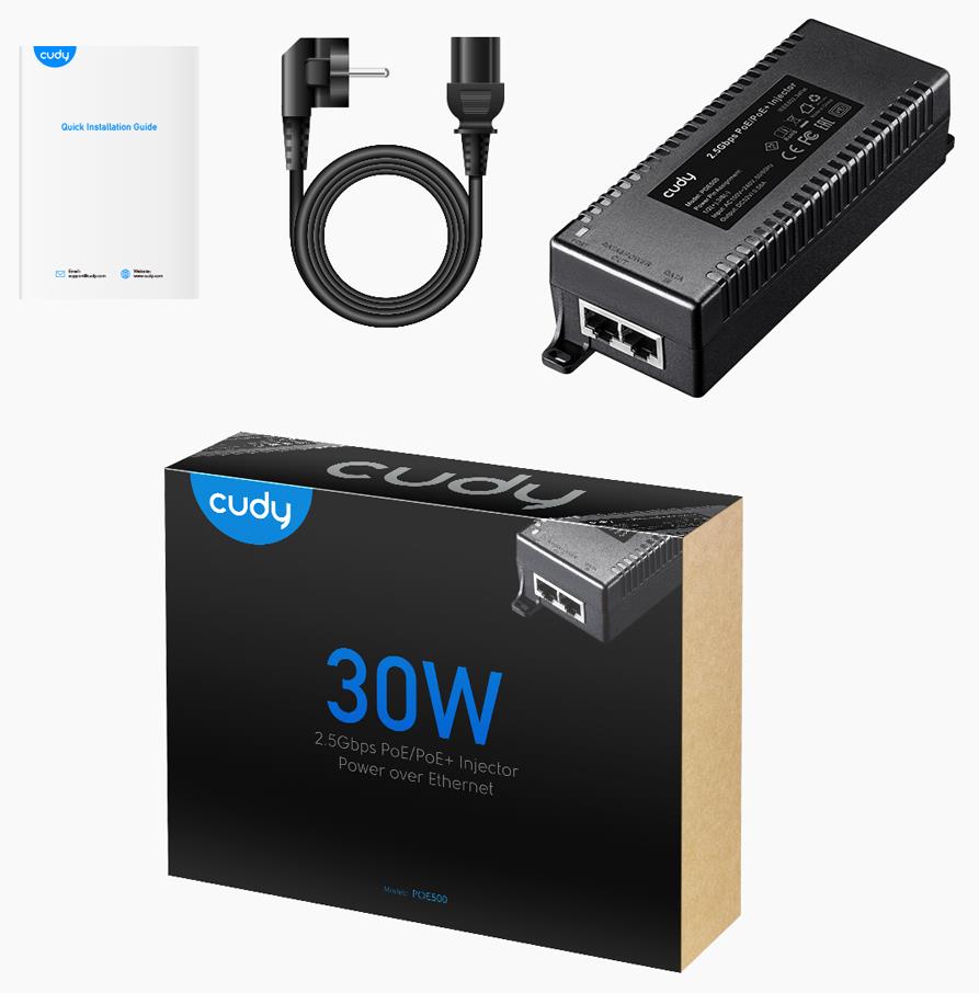 20428 CUDY POE500 30W 2.5GBPS POE+/POE INJECTOR