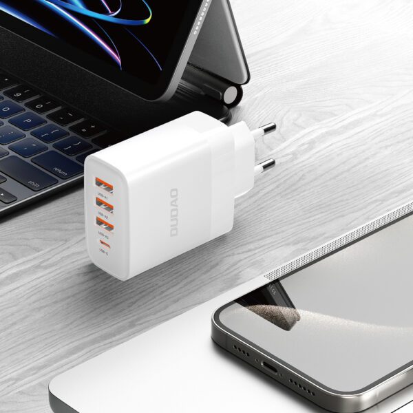 Dudao A5HEU 3xUSB-A 1xUSB-C PD 20W QC3.0 18W+ 2x12W wall charger - whiteeng