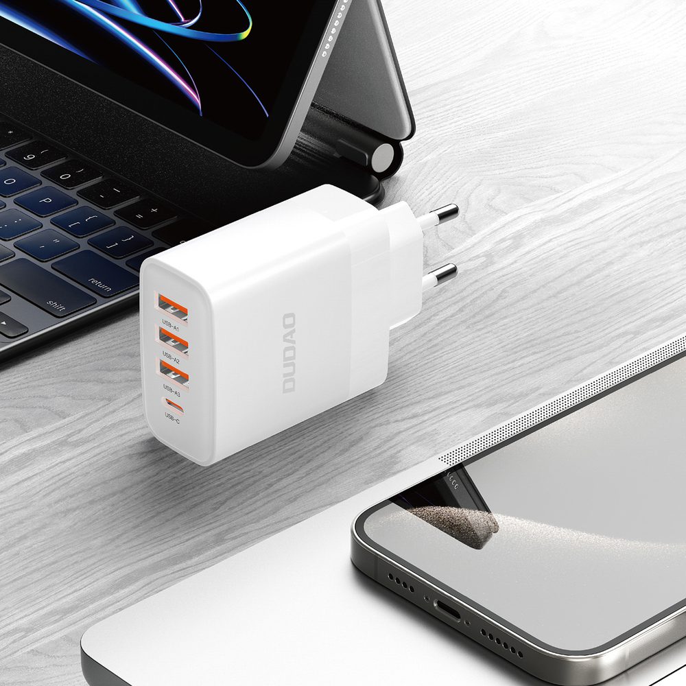 Dudao A5HEU 3xUSB-A 1xUSB-C PD 20W QC3.0 18W+ 2x12W wall charger - whiteeng