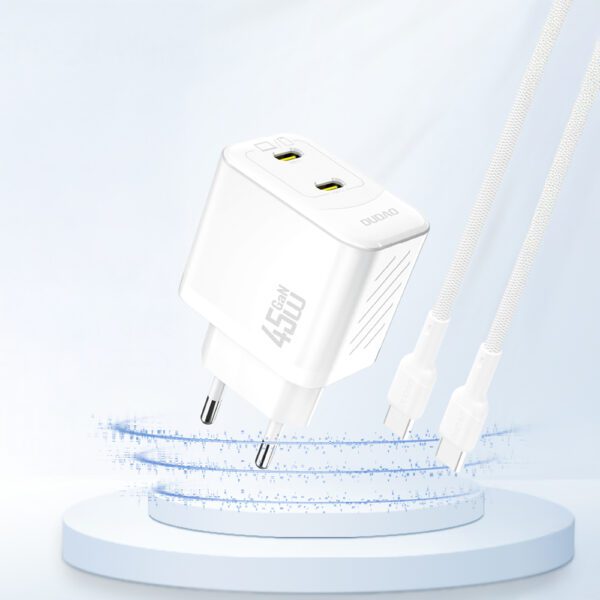 204500_2 Dudao A28PEU PD 45W GaN 2xUSB Wall Charger - Whiteeng
