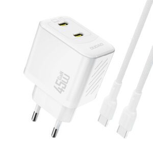 Dudao A28PCEU PD 45W GaN 2xUSB-C Wall Charger with USB-C Cable - Whiteeng