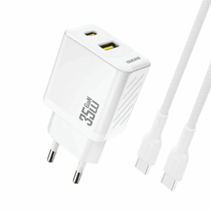 Dudao A27MaxCEU PD QC 35W USB-A USB-C Wall Charger with USB-C Cable - Whiteeng