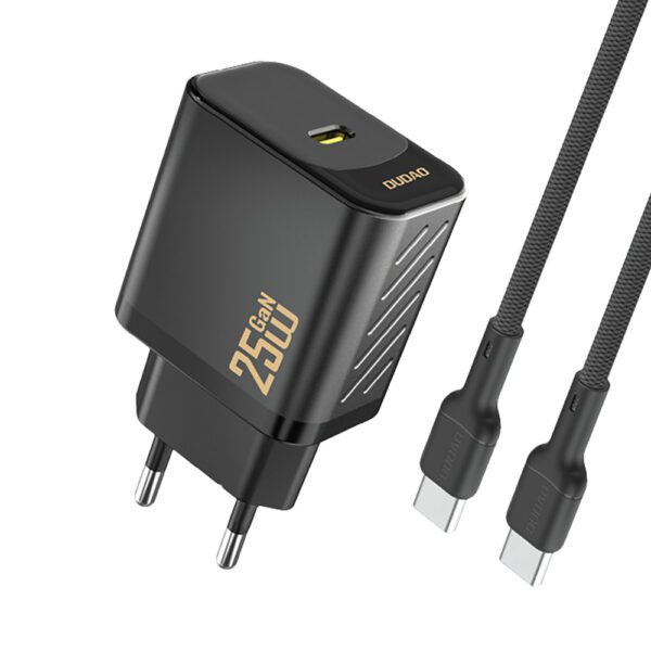 Dudao A27CEU PD 25W GaN SB-C Wall Charger with USB-C Cable - Blackeng