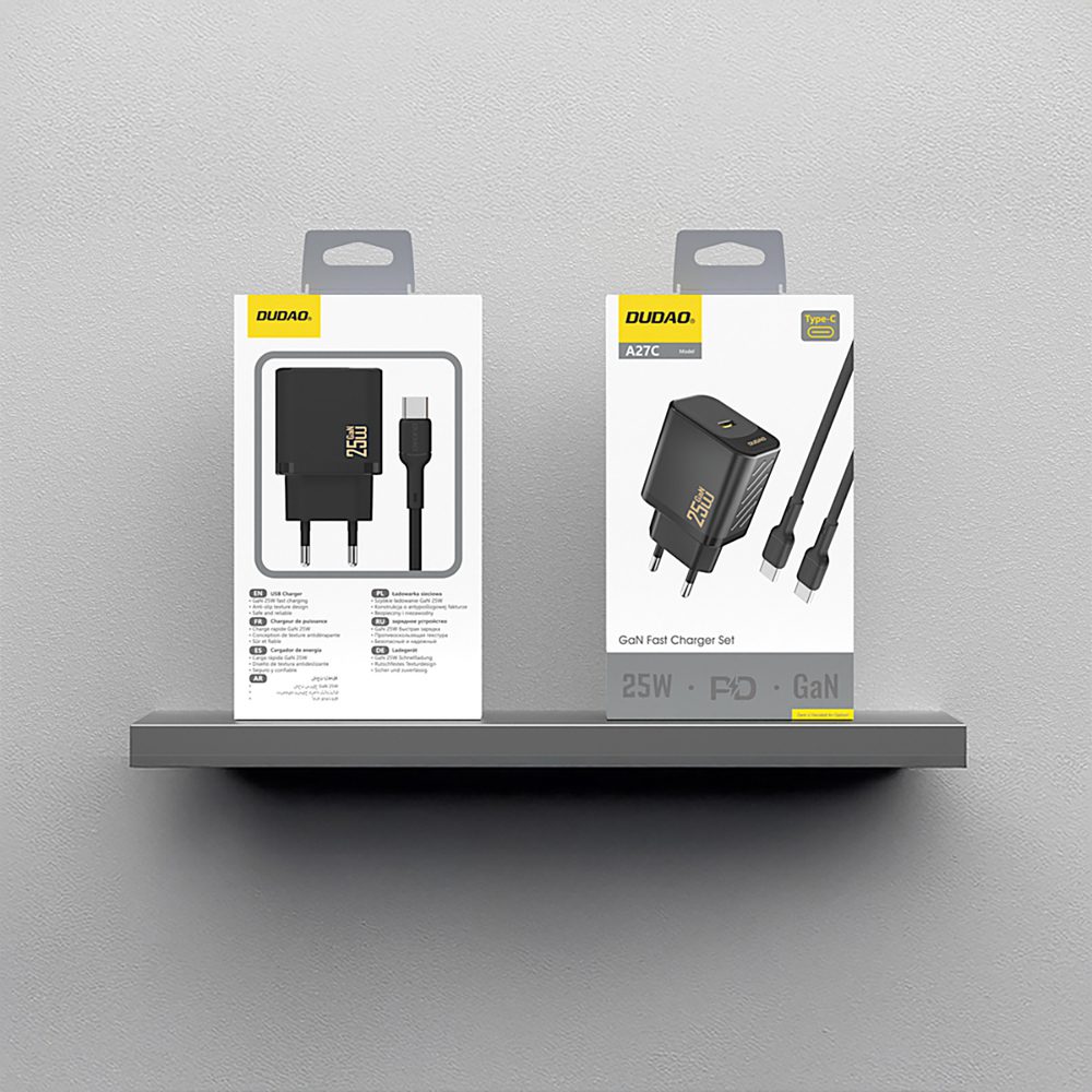 Dudao A27CEU PD 25W GaN SB-C Wall Charger with USB-C Cable - Blackeng