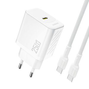 Dudao A27CEU PD 25W GaN SB-C Wall Charger with USB-C Cable - Whiteeng