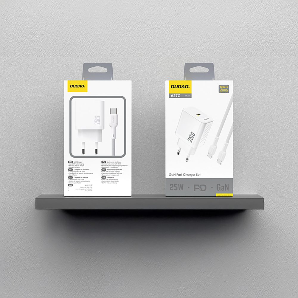 204509_6 Dudao A27CEU PD 25W GaN SB-C Wall Charger with USB-C Cable - Whiteeng