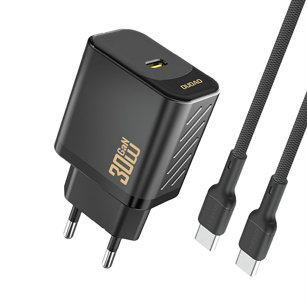 204510_2 Dudao A27PCEU PD 30W GaN USB-C Wall Charger with USB-C Cable - Blackeng