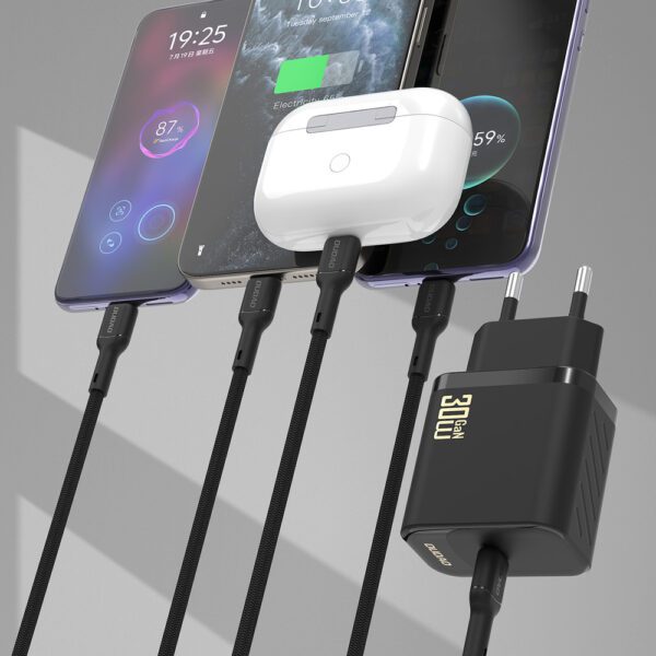 Dudao A27PCEU PD 30W GaN USB-C Wall Charger with USB-C Cable - Whiteeng